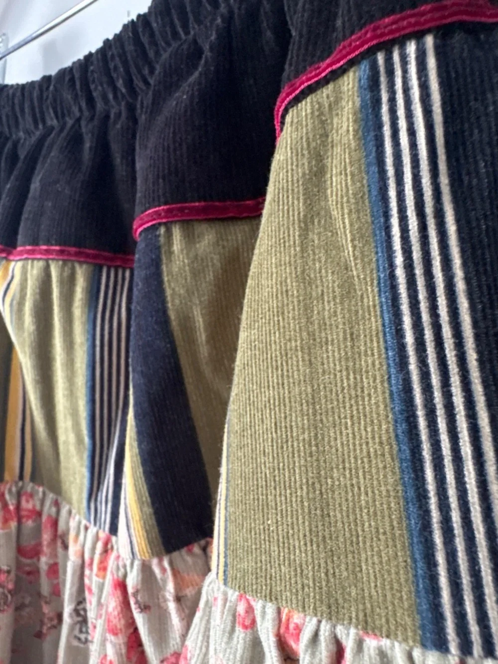 Adorable mixed print corduroy skirt